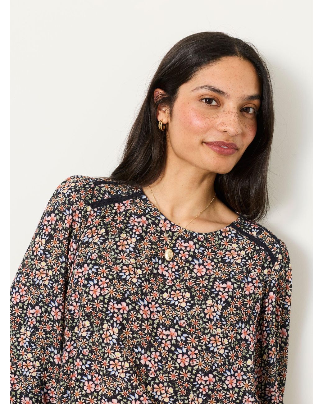 FatFace Brown Fatface Sofia Meadow Floral Embroidered Blouse
