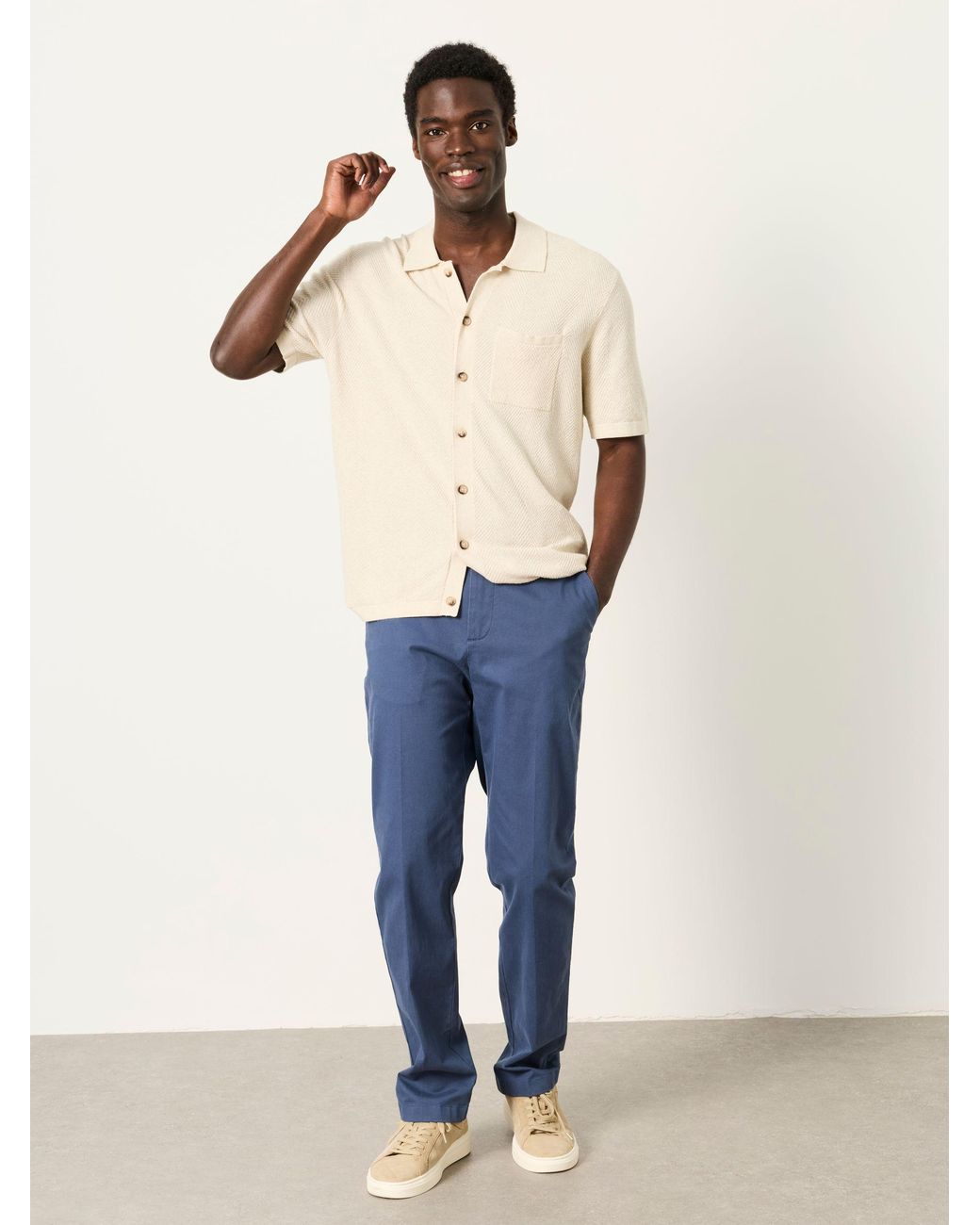 FatFace Blue Fatface Bosbury Tailored Fit Pique Chinos for men