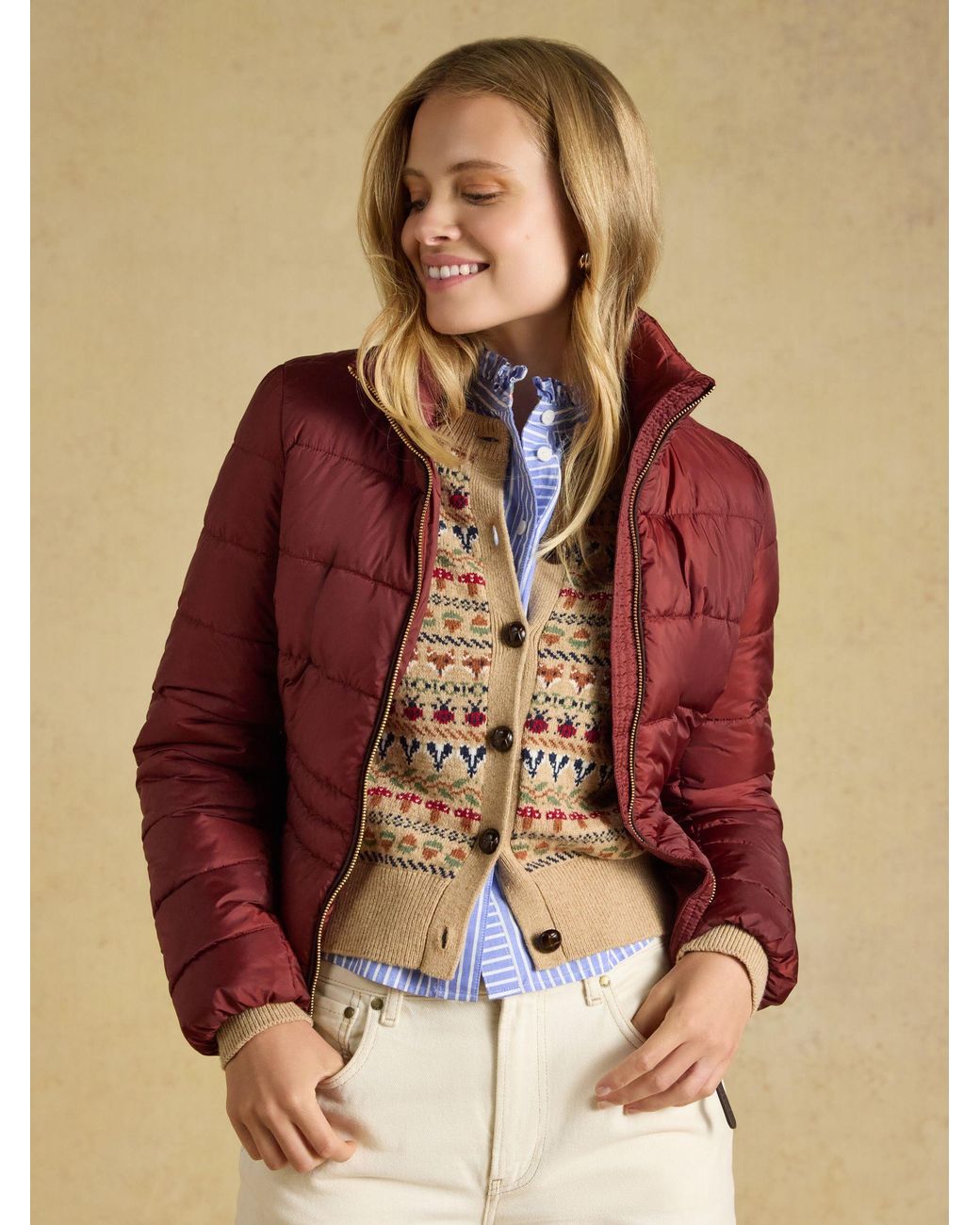 Joules Red Paddock Rust Showerproof Padded Coat