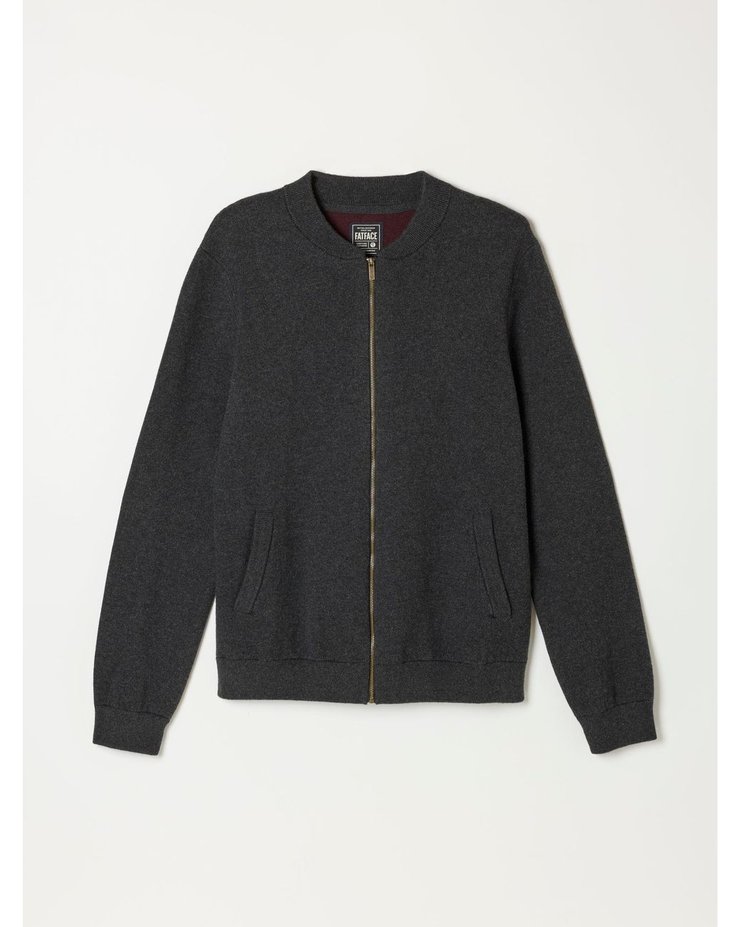FatFace Black Ashurst Knitted Zip Front Bomber Jacket for men