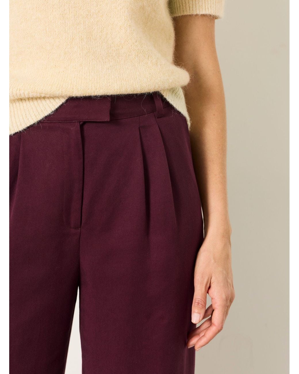 FatFace Red Orla Petite Wide Leg Trousers
