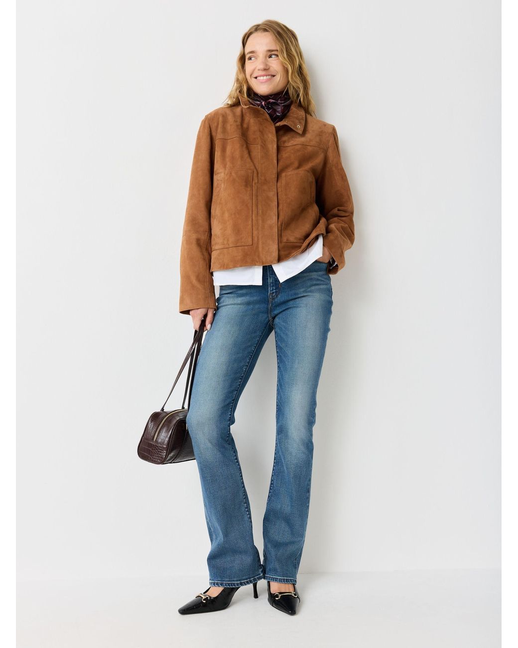Urban Code Blue Suede Funnel Neck Boxy Jacket