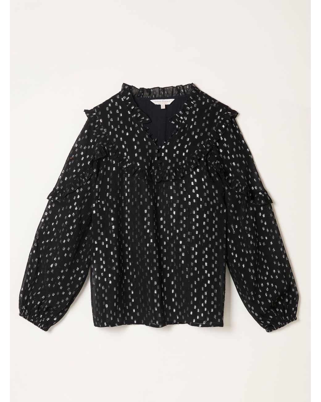 FatFace Brown Olie Metallic Blouse