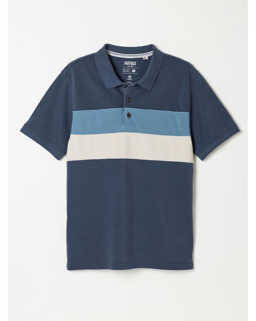 FatFace Blue Fatface Clifton Colour Block Pique Polo Shirt for men