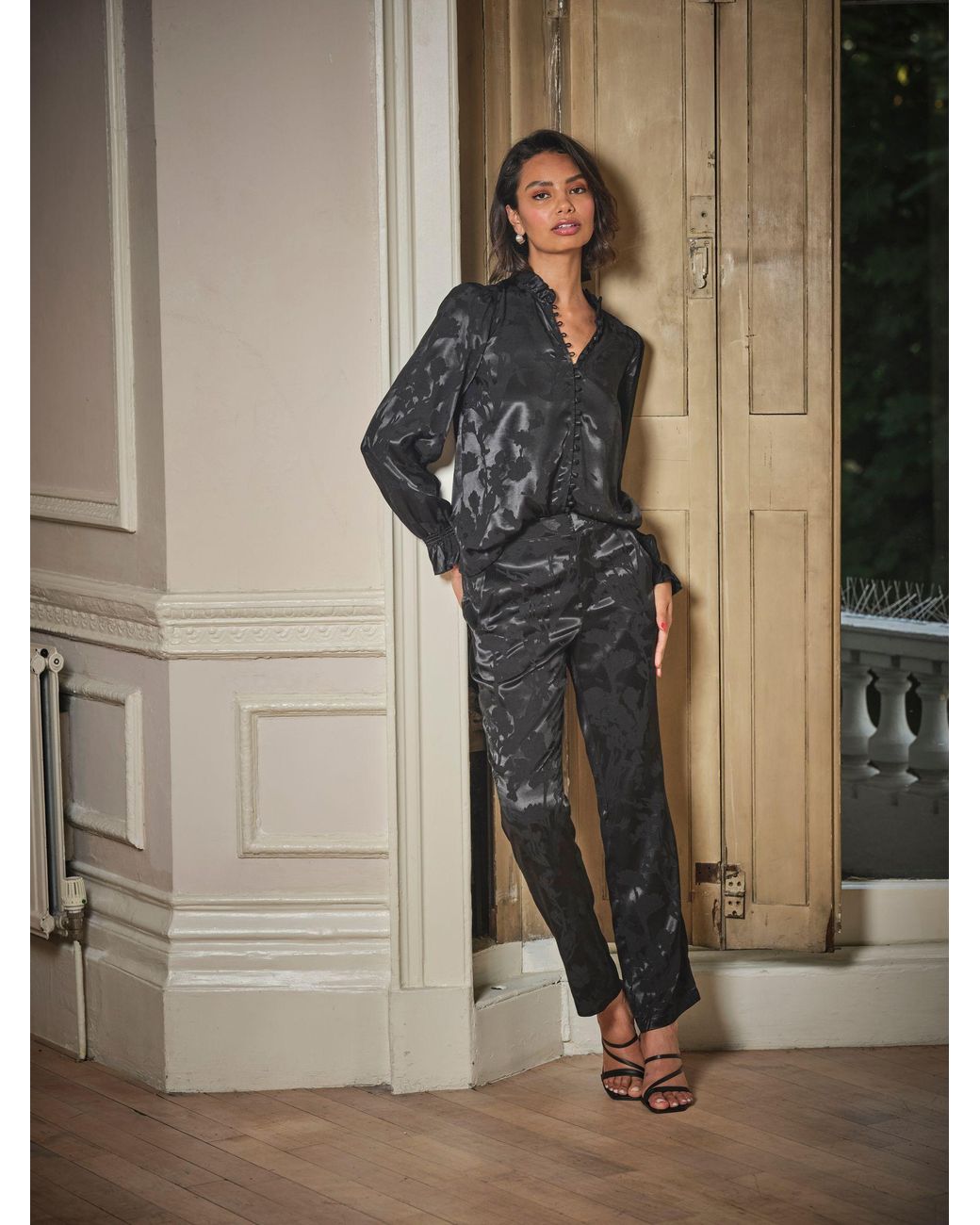 FatFace Black Hallie Jacquard Trouser