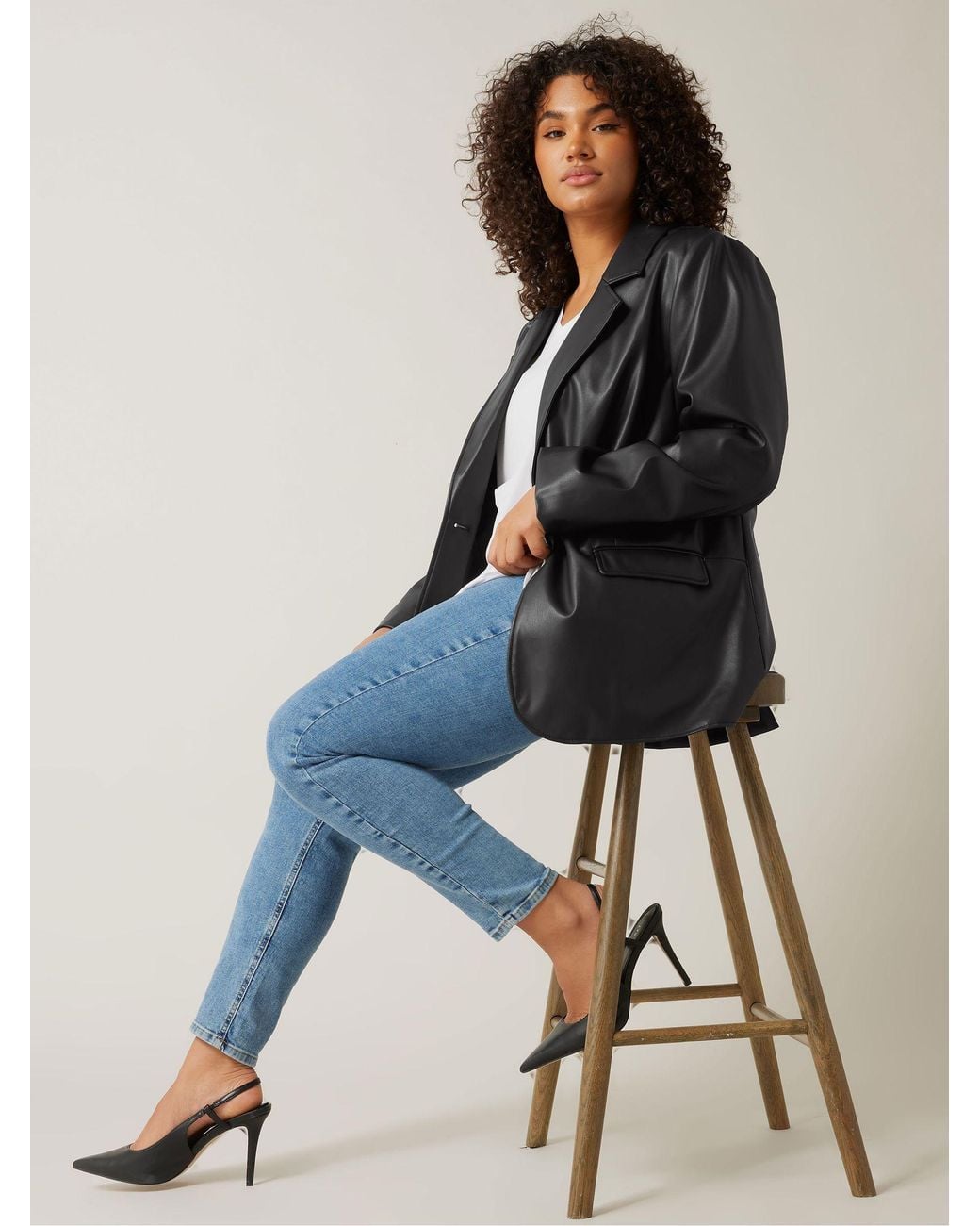 Evans Black Pu Blazer