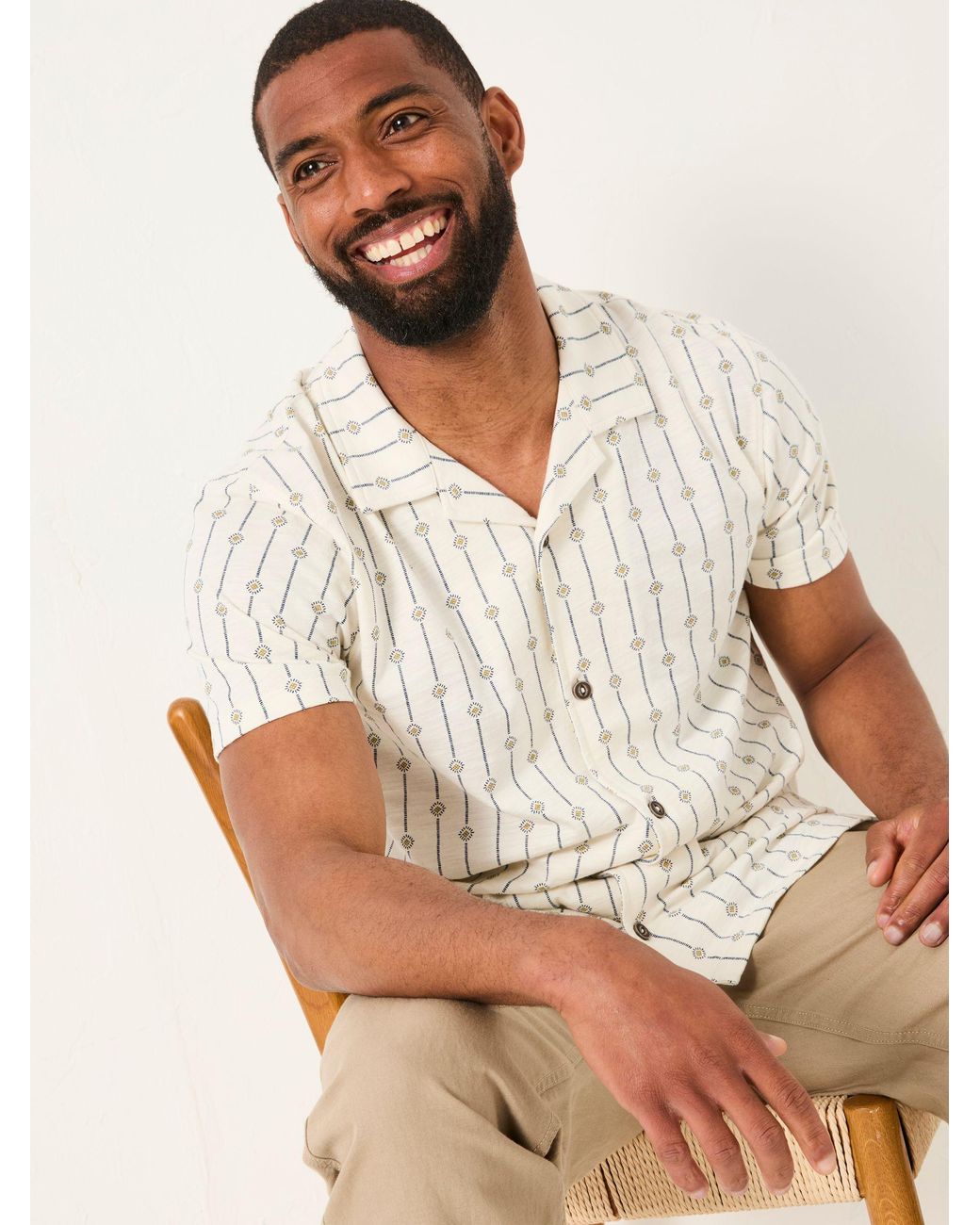 FatFace Natural Truro Short Sleeve Jersey Shirt for men