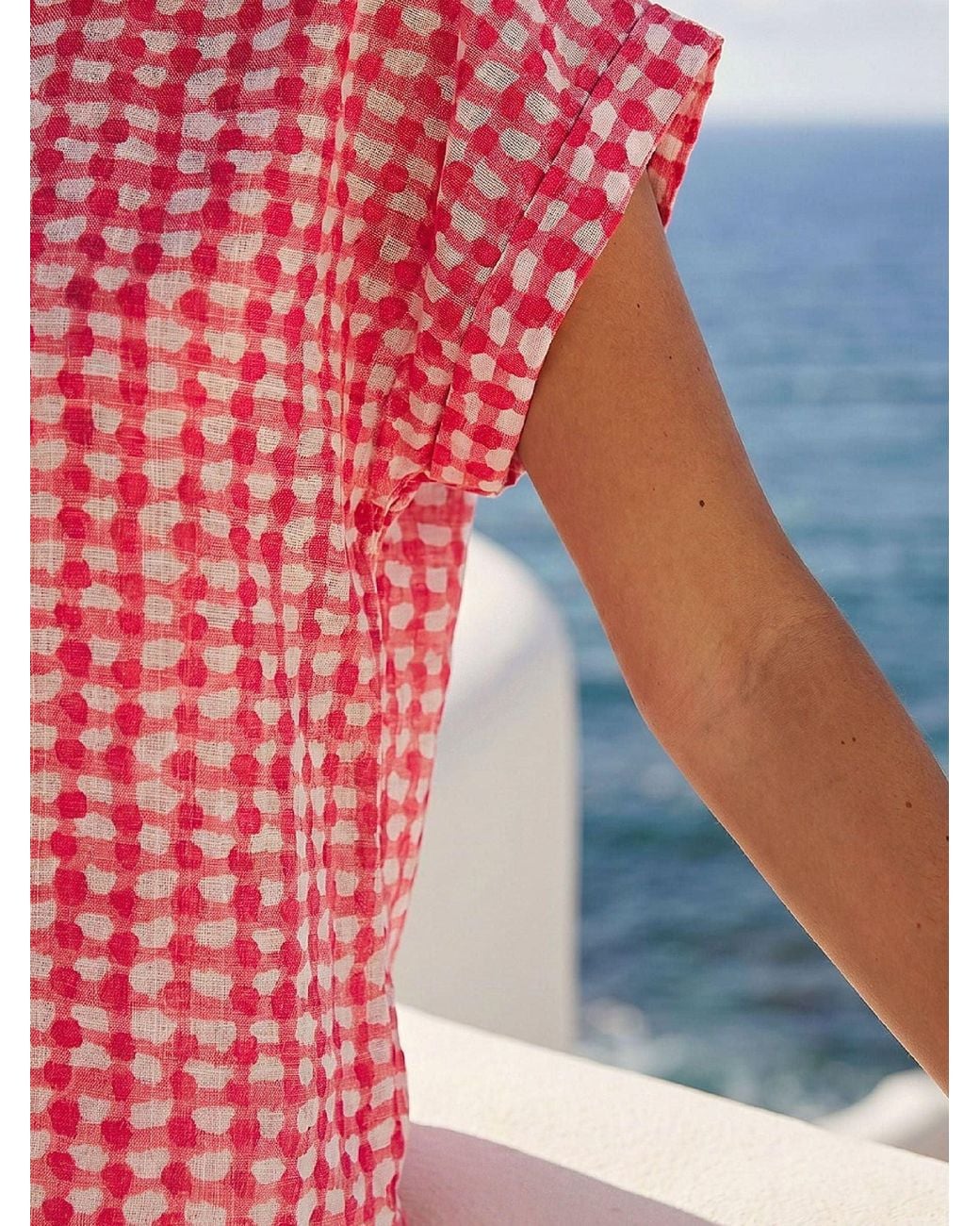 Roman Red Spotted Dot Print Shell Top