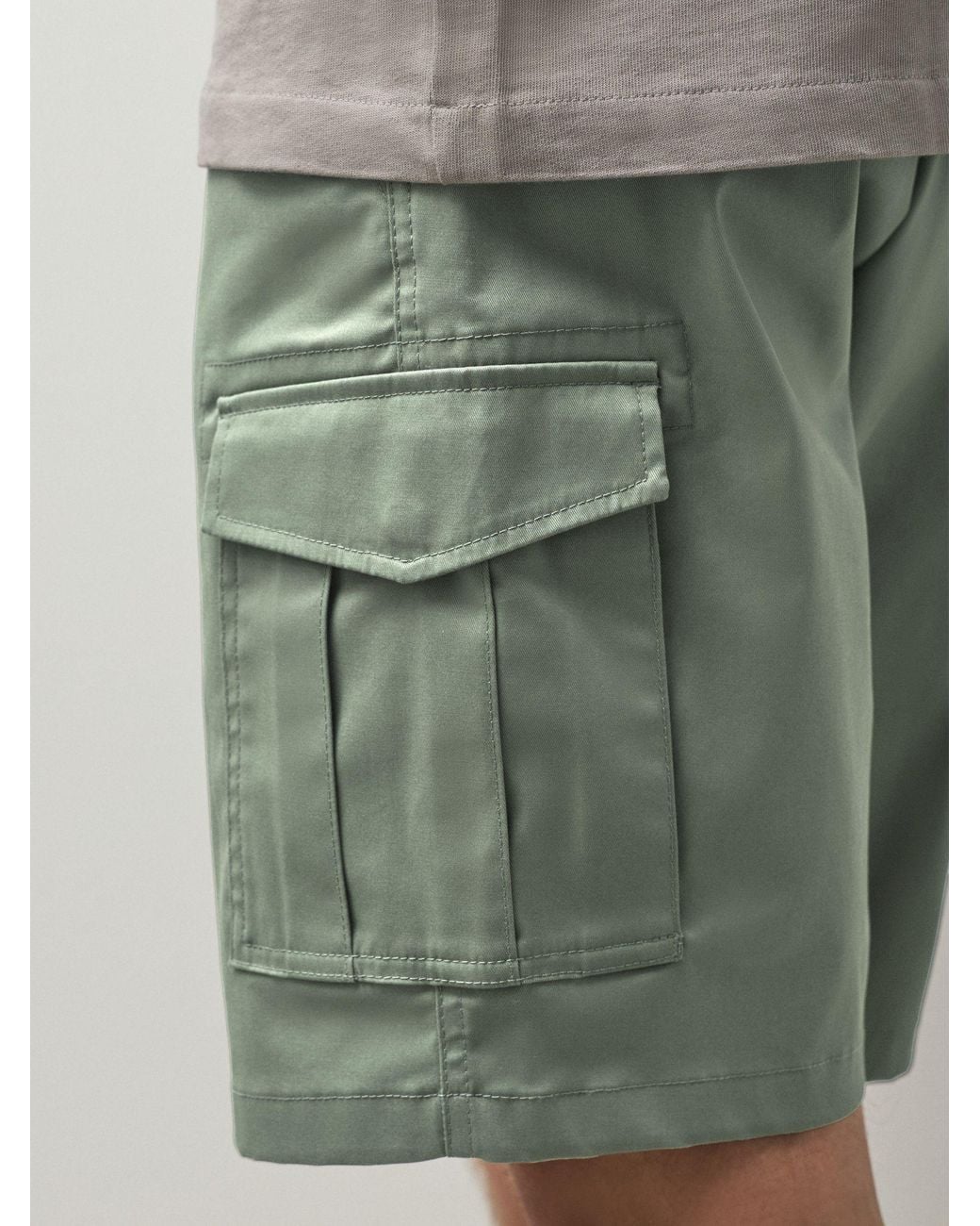 Next Green Stretch Cotton Rich Cargo Shorts for men