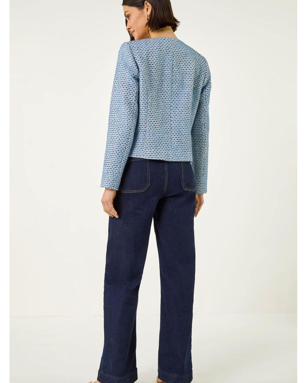 Roman Blue Single Breasted Boucle Jacket