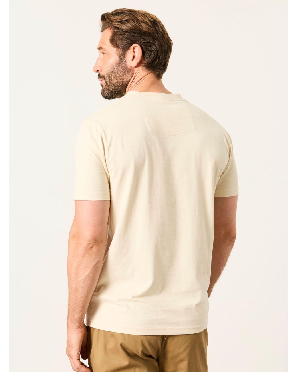 FatFace Fatface 2 Pack Khaki/Natural Short Sleeve Henley Top for men