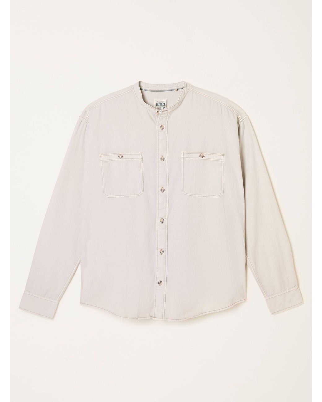 FatFace Natural Long Sleeve Grandad Utility Shirt for men