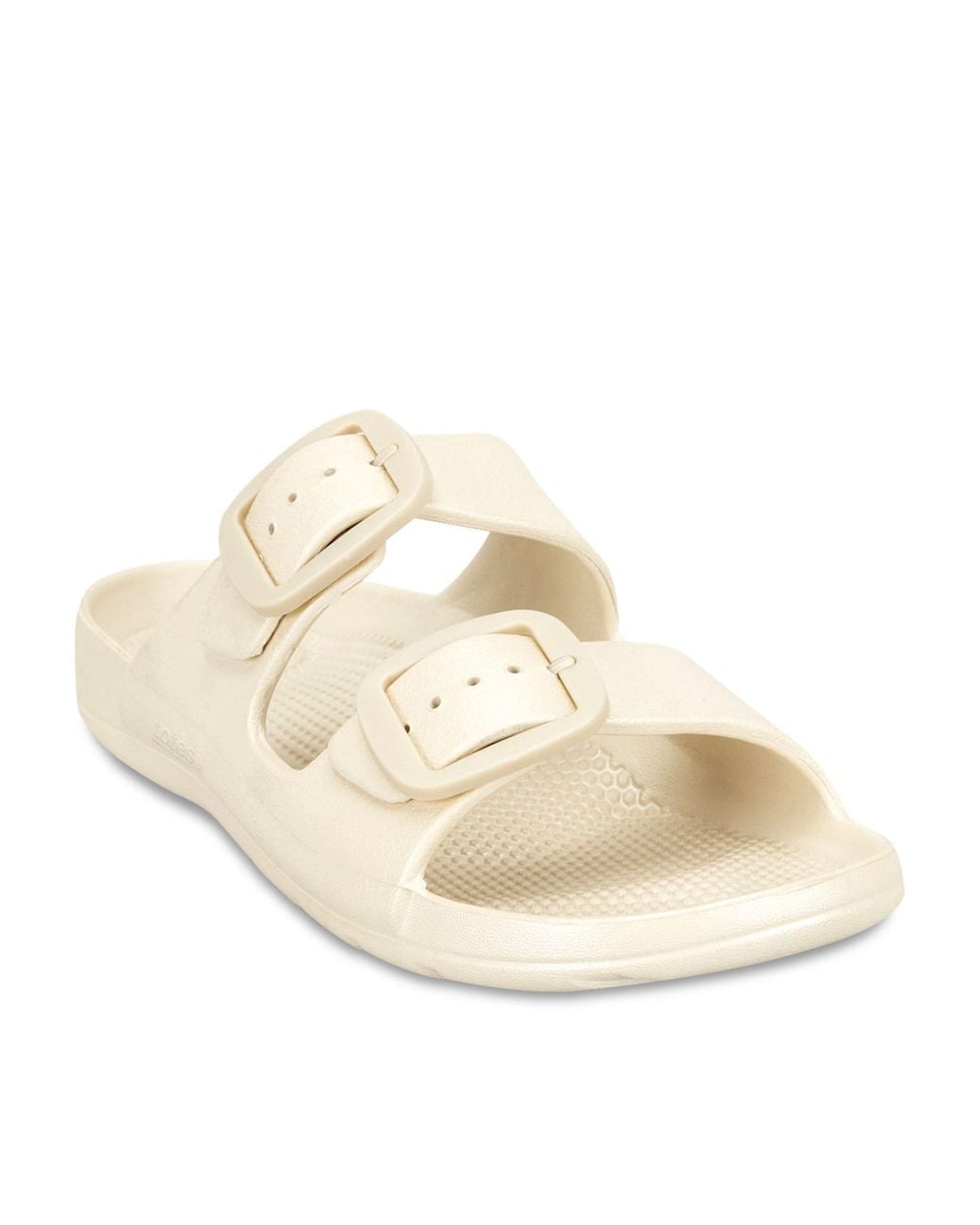 Totes White Solbounce Double Buckle Adjustable Slides