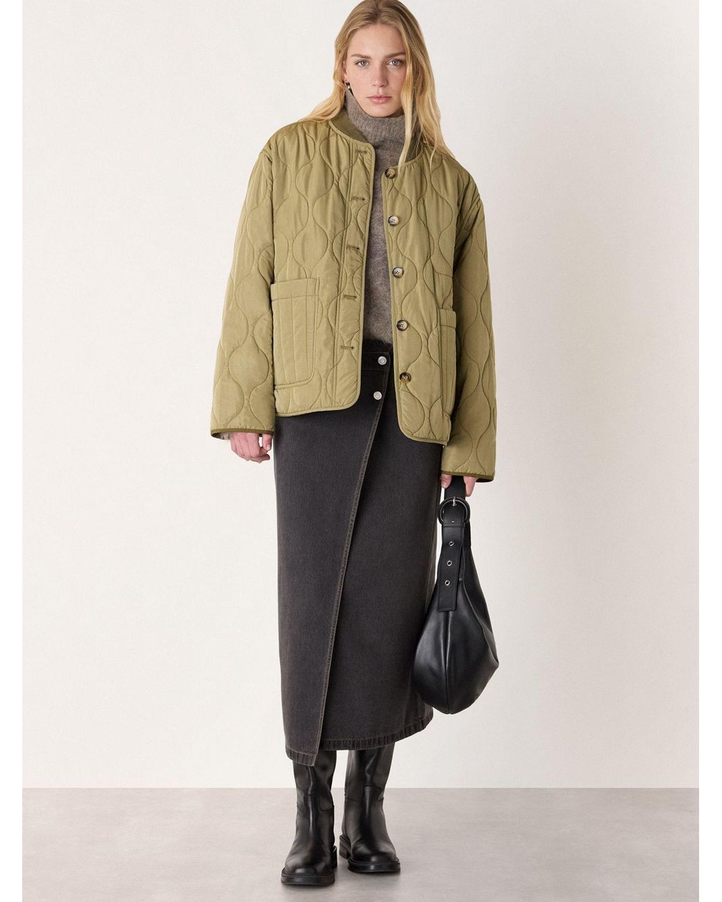 Whistles Brown Reversible Quilted Jacket