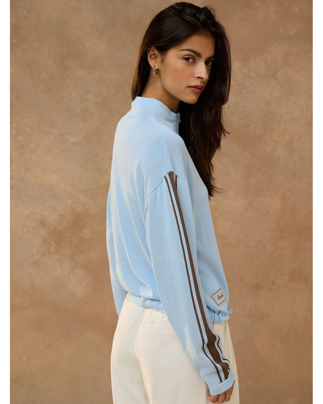 Next Blue Light Side Stripe Lightweight Funnel Neck Zip Jacket