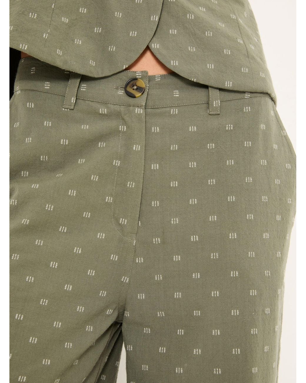 FatFace Natural Nina Embroidered Cropped Trousers