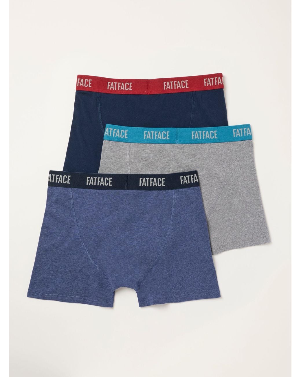 FatFace Blue Fatface 3 Pack Multi Plain Boxers for men