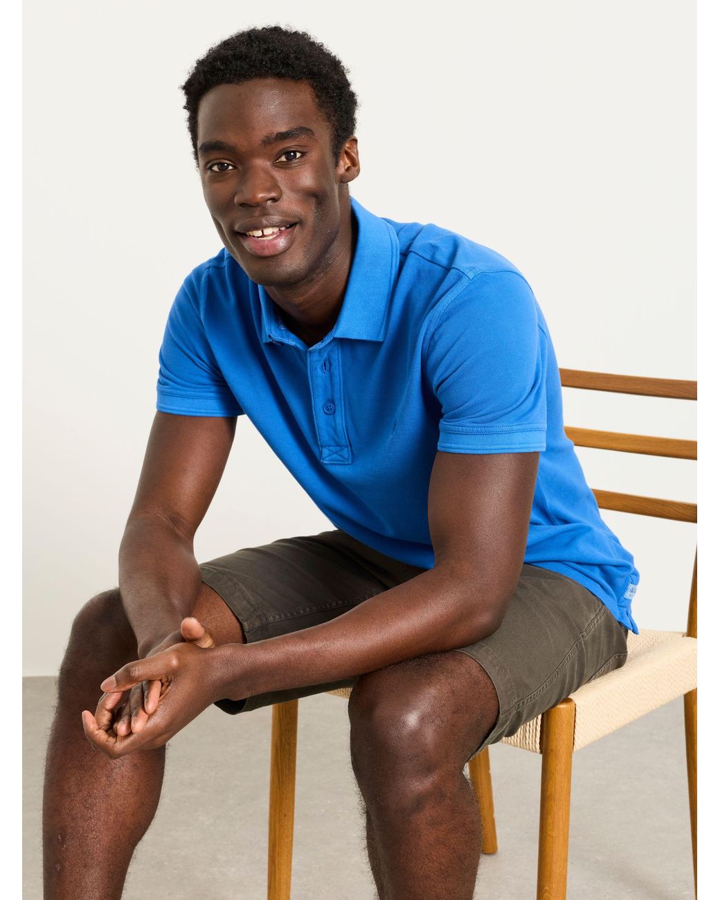 FatFace Blue Short Sleeve Pique Polo Shirt for men