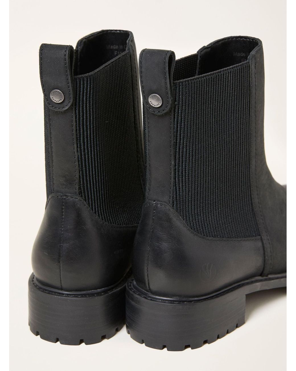 FatFace Black Fatface Evelyn Standard/Wide Fit Leather Chelsea Ankle Boots