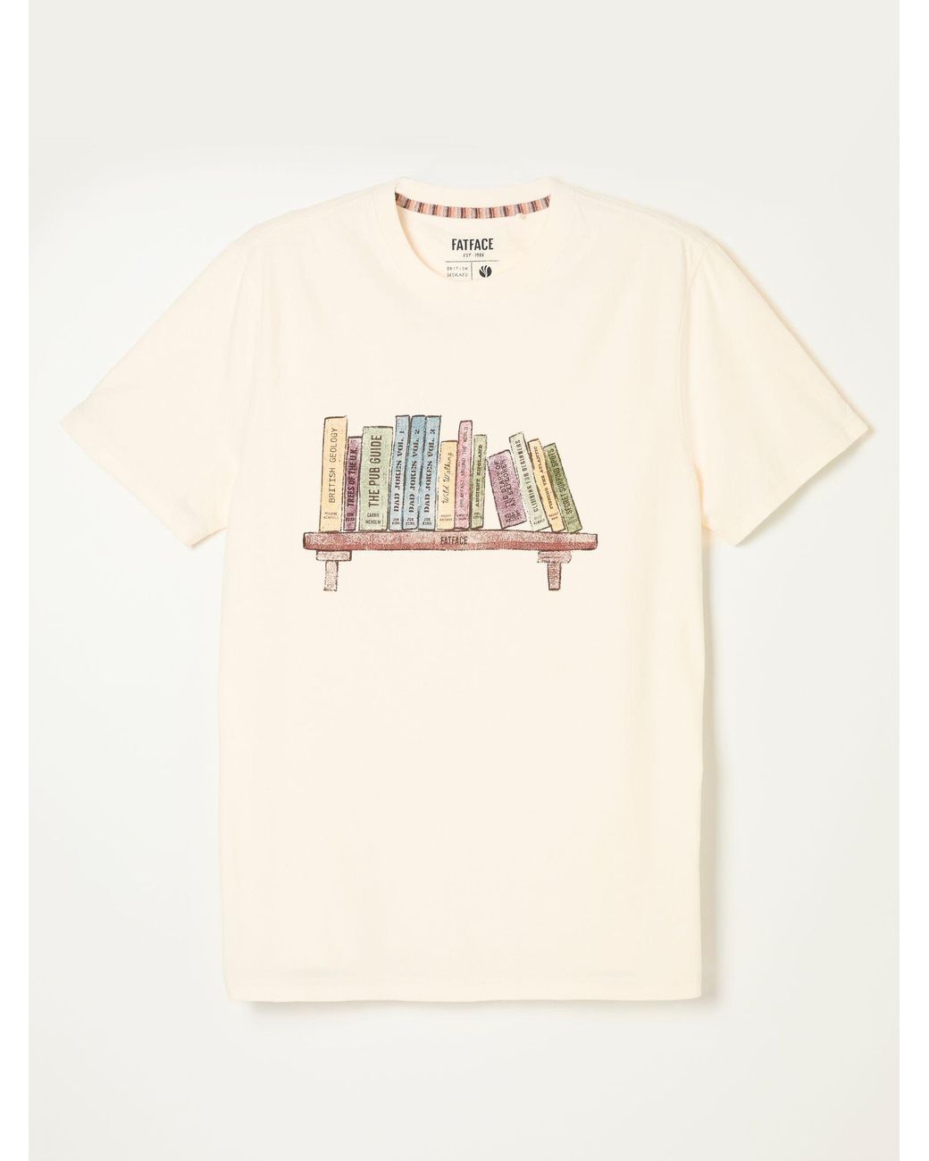 FatFace White Bookshelf Graphic T-Shirt for men