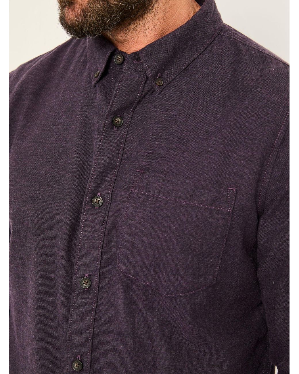 FatFace Purple Oxlow Long Sleeve Plain Shirt for men