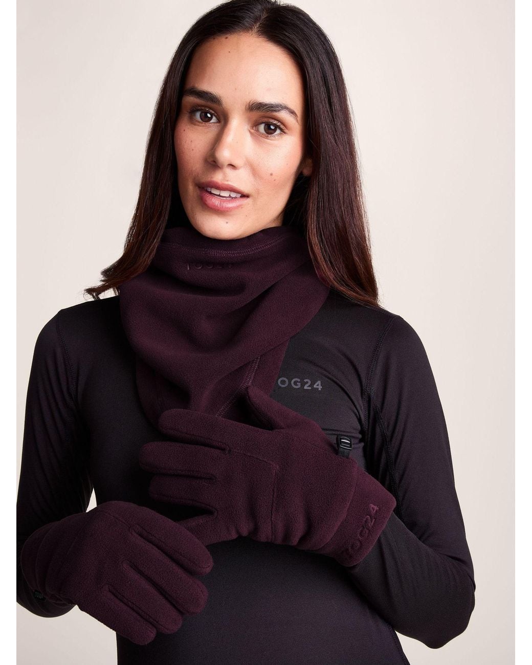 TOG24 Black Plum Stride Microfleece Gloves for men