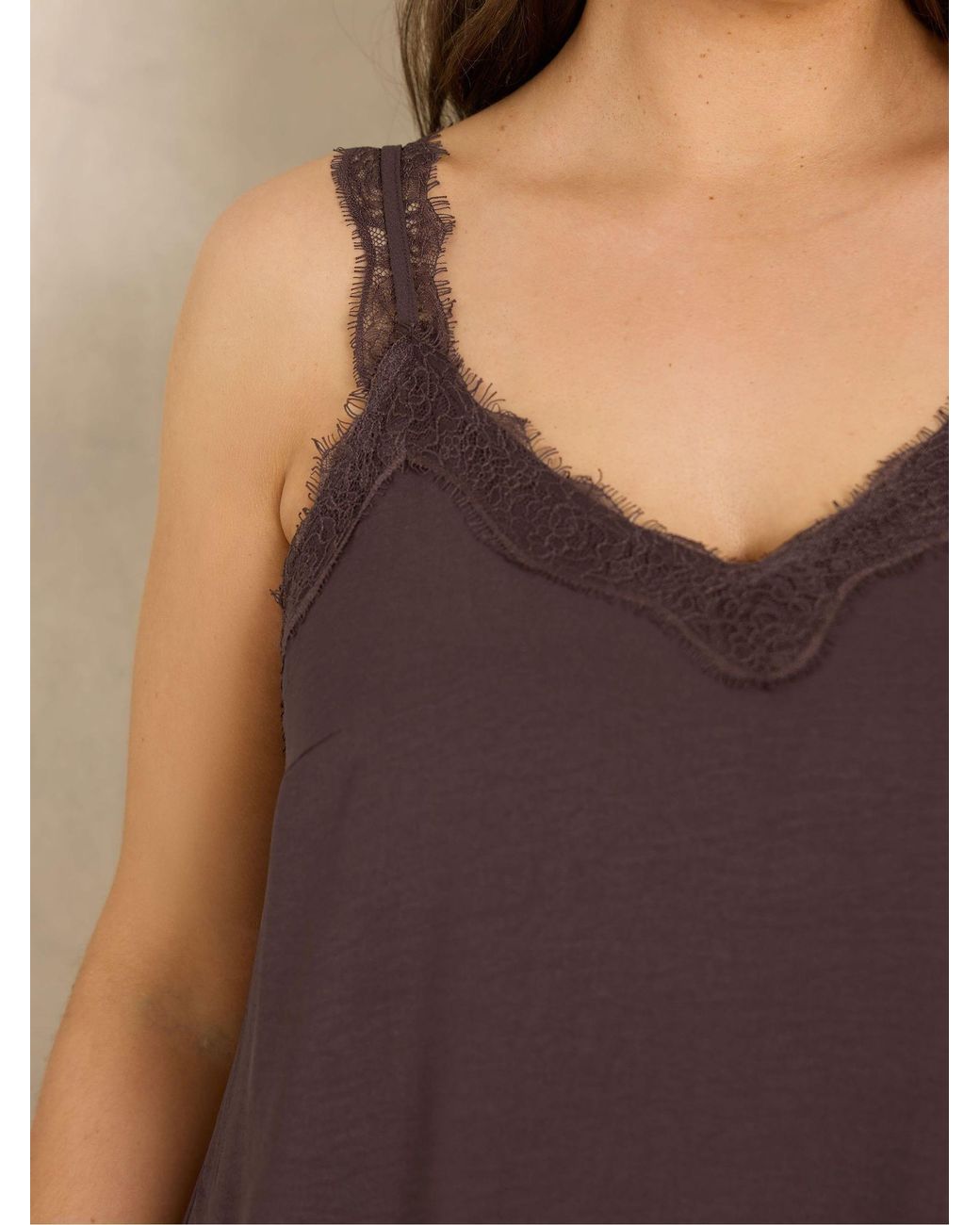 Evans Brown Lace Trim Cami