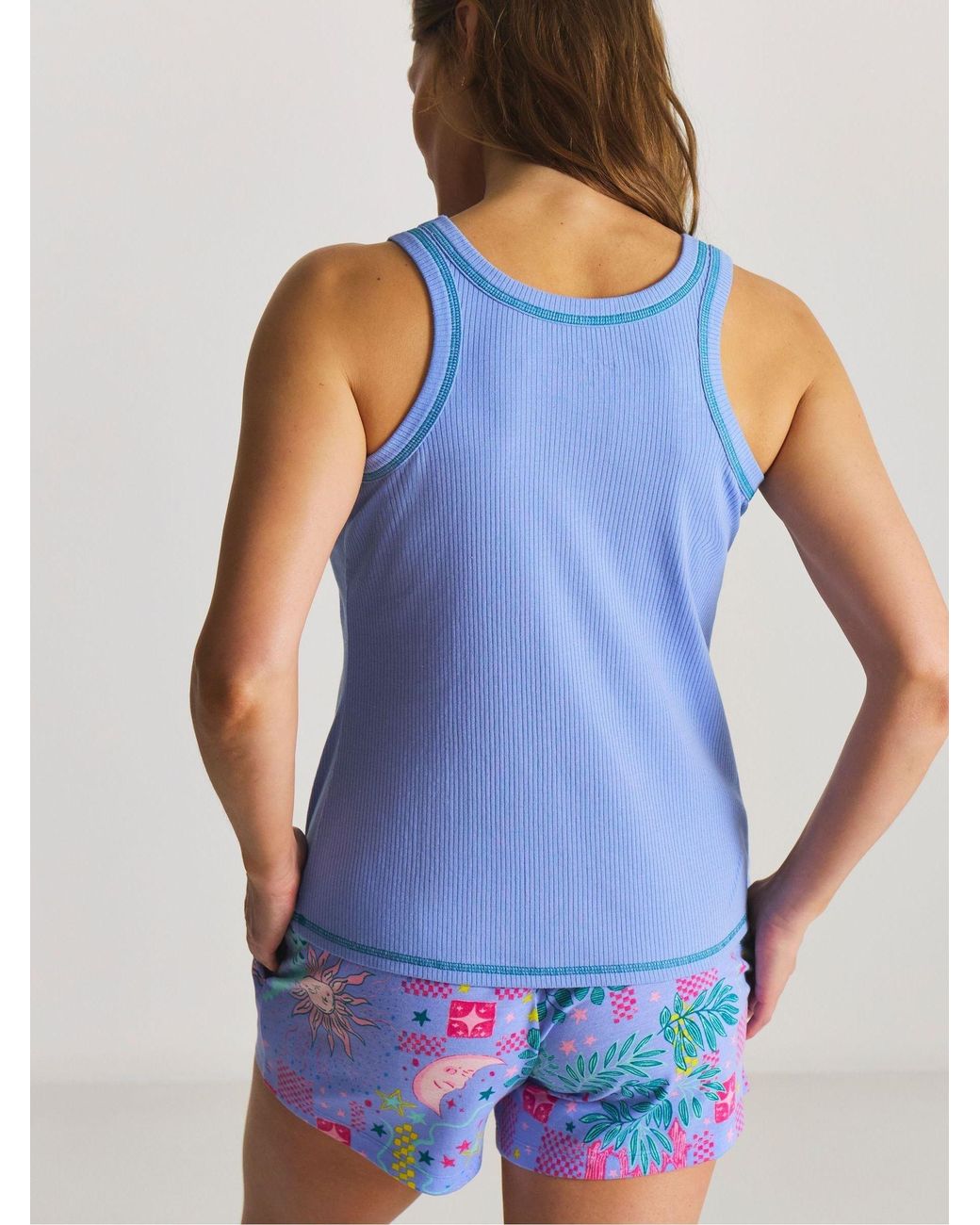 Simply Be Blue Pretty Secrets Ribbed Pyjamas 2 Pack