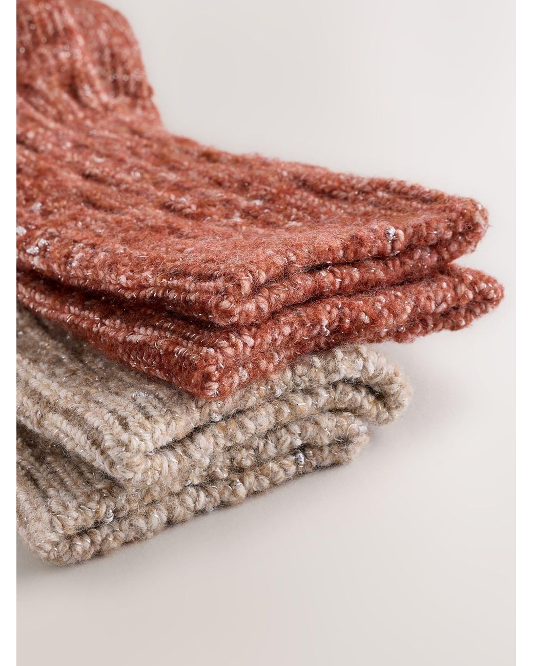 Next Natural Rust/Neutral Sparkle Knitted Ankle Socks 2 Pack