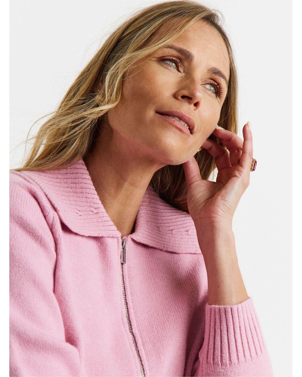 JD Williams Pink Concealed Zip Knitted Jacket