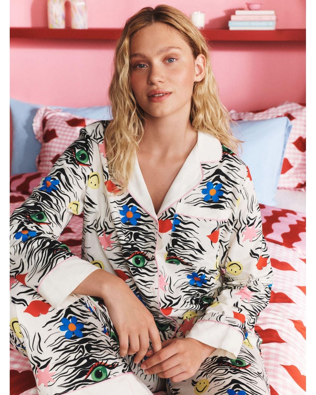 Eleanor Bowmer Pink Zebra Button Through Pyjamas
