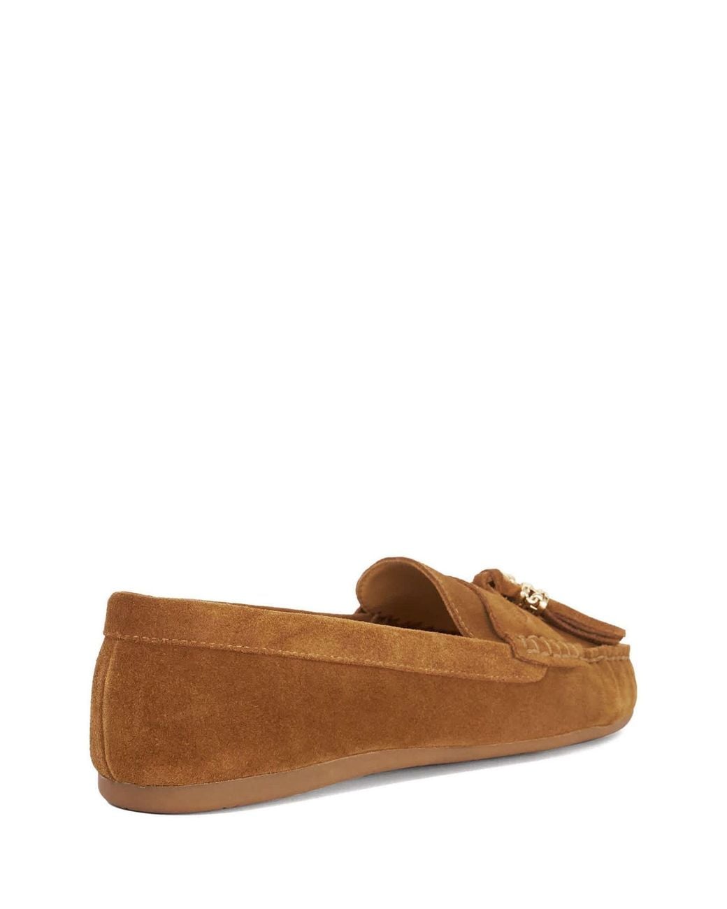 Dune Brown Wide Fit Leather Tassle Detail Soft Loafers