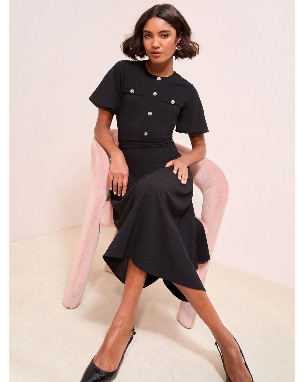 pink boucle midi dress Asymmetrical Twist Belted Boucle Dress Pink – Roland Mouret