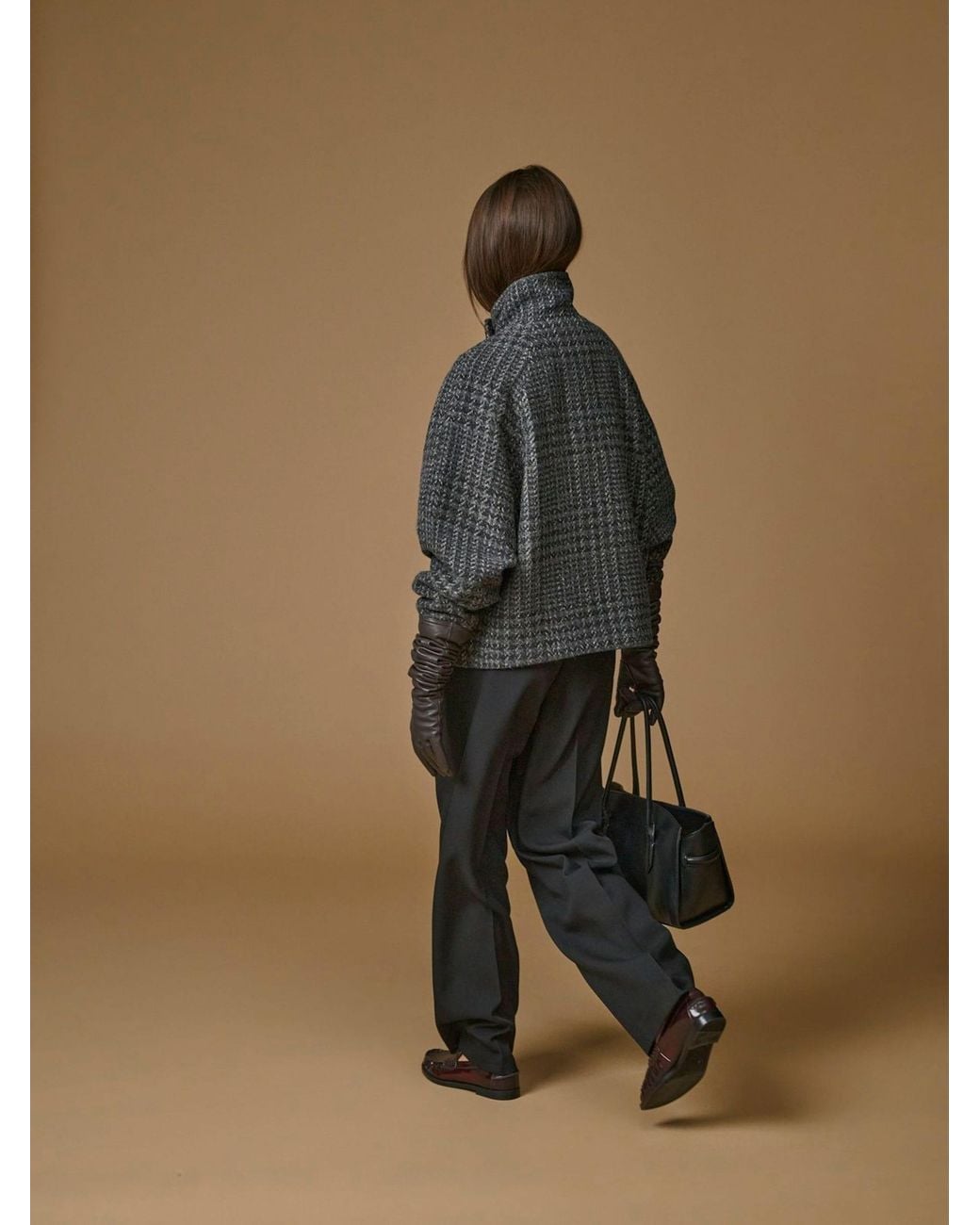 Jdy Gray Check High-Neck Jacket