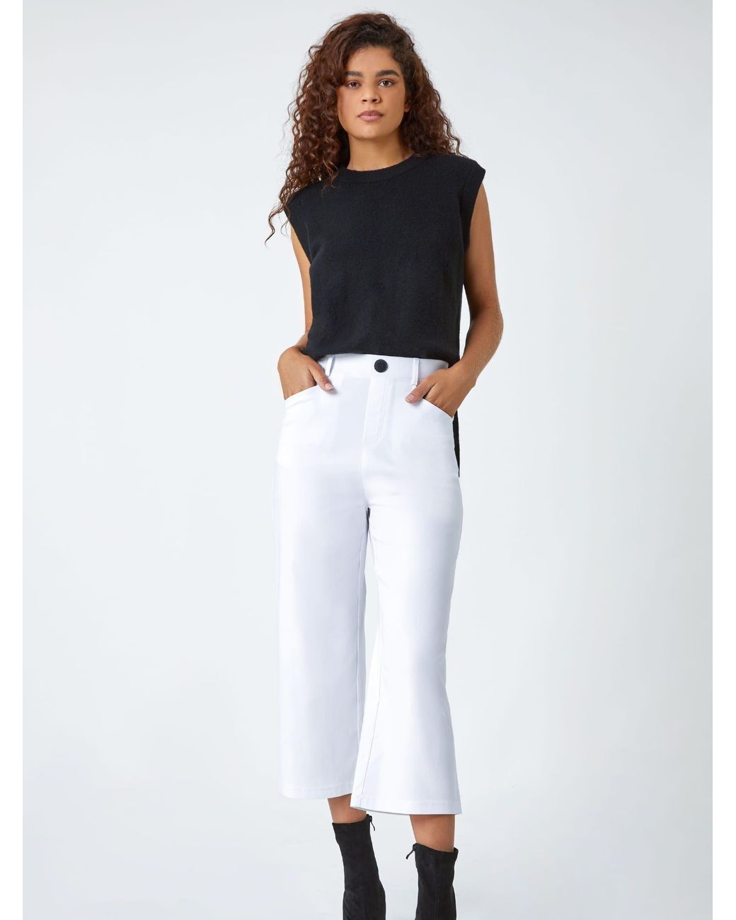 Roman Green Cropped Stretch Culottes