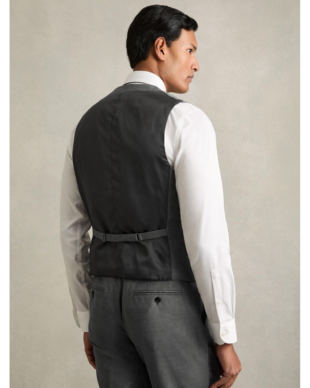 Reiss Gray Slim-Fit Wool Suit Waistcoat for men