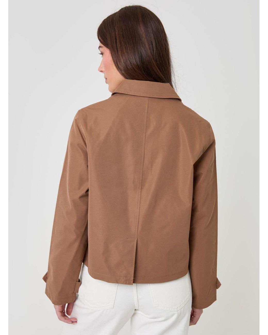 Threadbare Brown Cropped Trench Coat