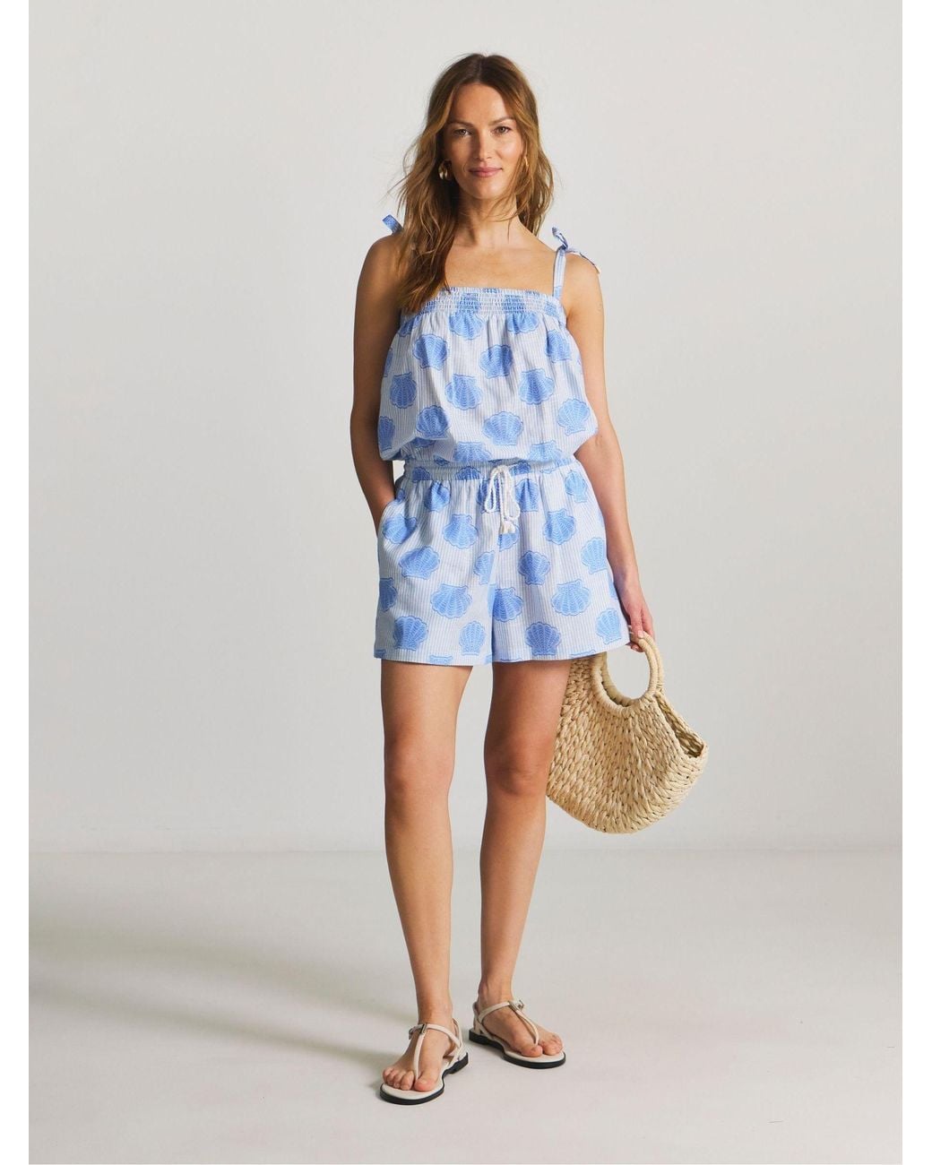 JD Williams Blue Shell Print Playsuit