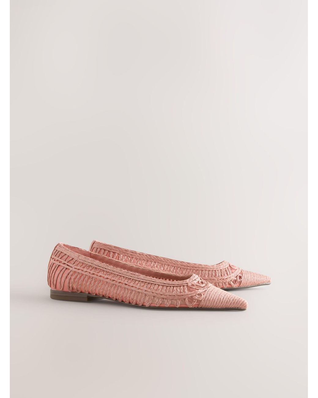 Next Pink Forever Comfort Point Toe Raffia Flats
