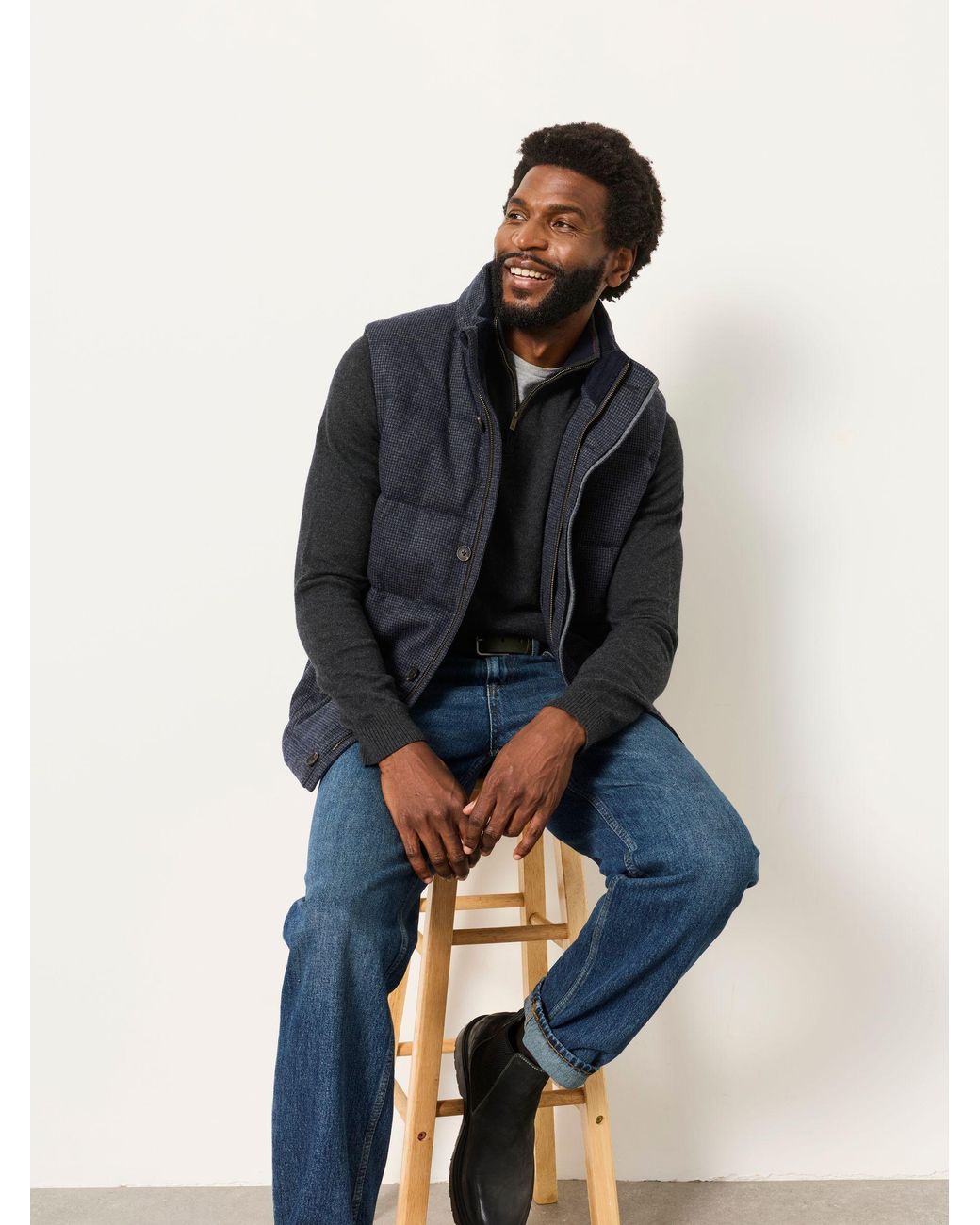 FatFace Blue Rye Quarter Zip Knitted Jumper for men