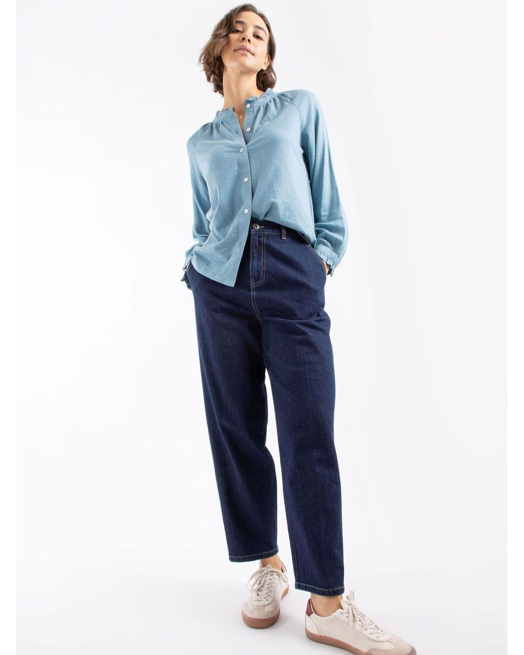 Weird Fish Blue Beryl Barrel Jeans
