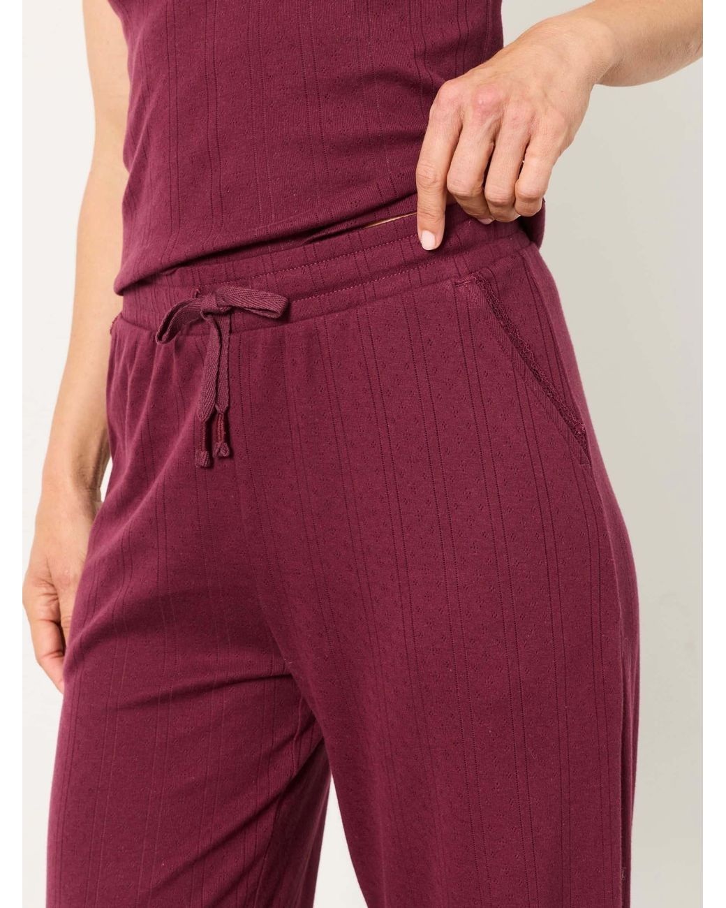 FatFace Red Lola Pointelle Wide Leg Trousers