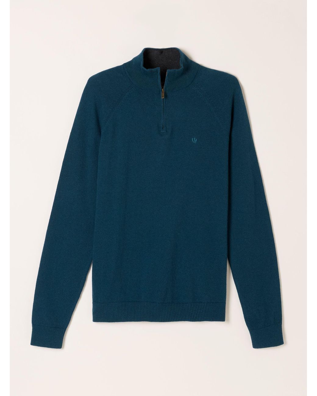 FatFace Blue Rye Quarter Zip Knitted Jumper for men