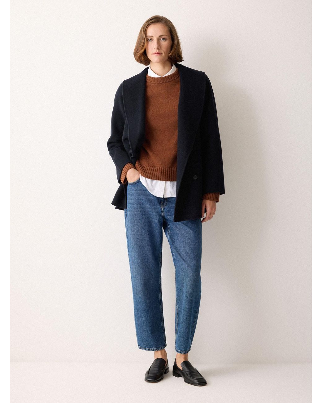 Jigsaw Blue Double Faced Shawl Coat