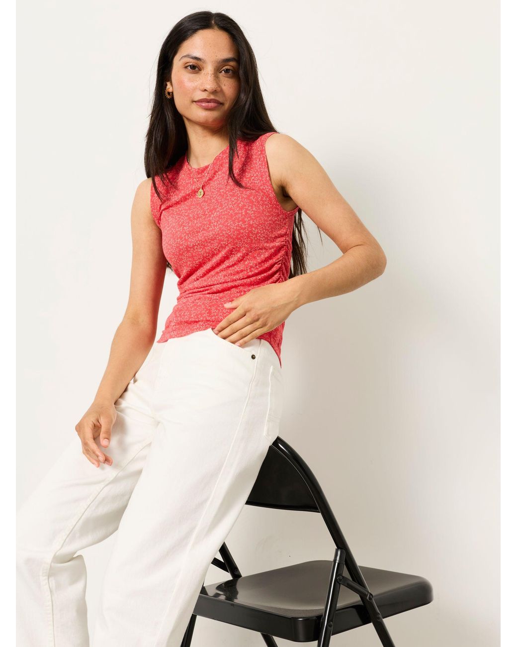 FatFace Red Ruby Ruched Sleeveless Tank