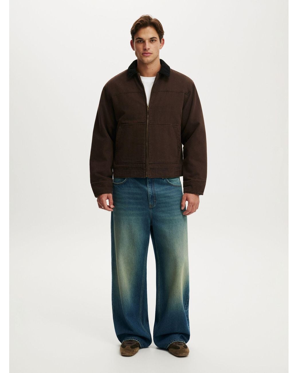 Cotton On Brown Cropped Worker Jacket for men