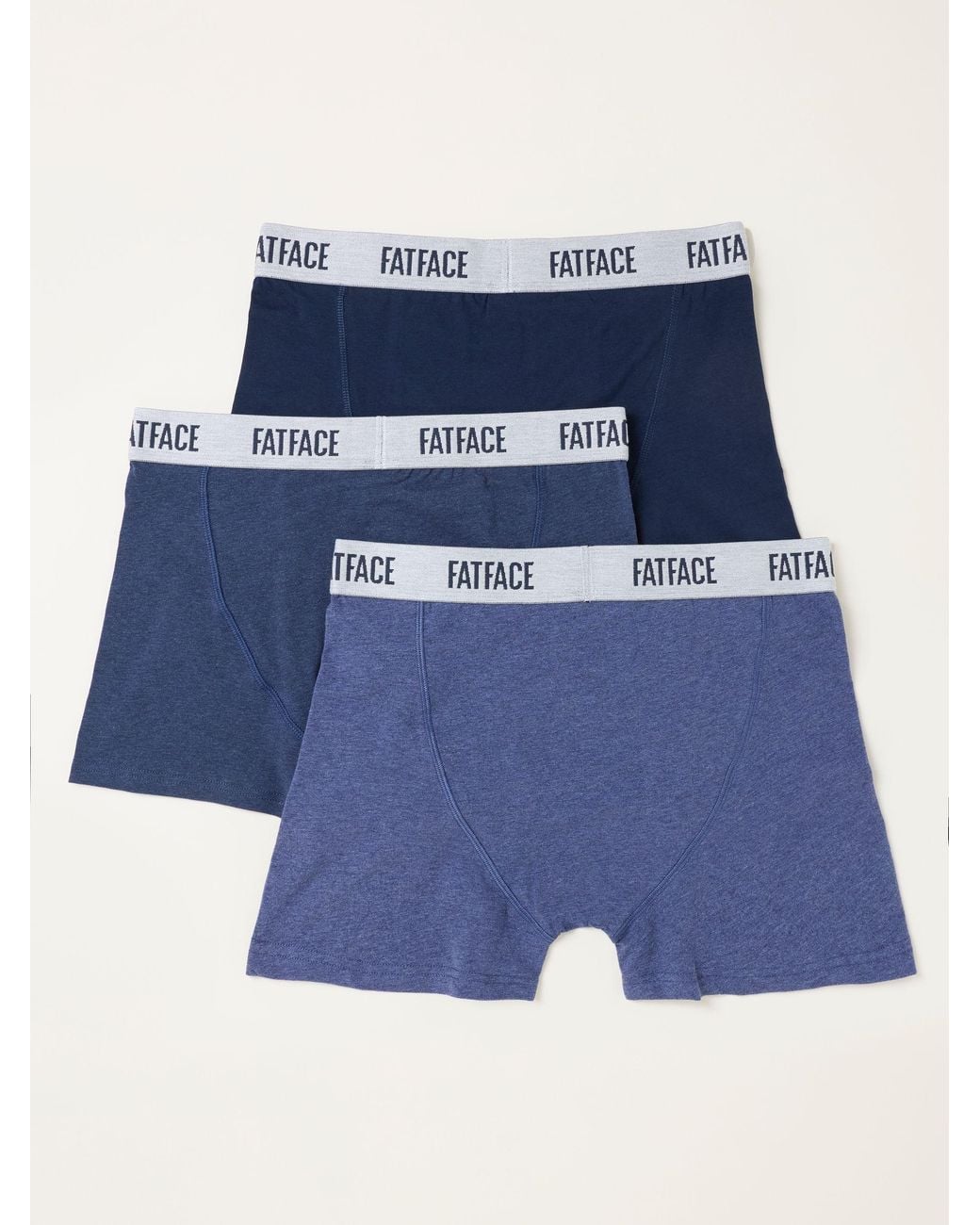 FatFace Blue 3 Pack Plain Boxers for men