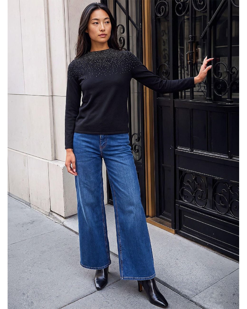 Roman Blue Petite Hotfix Jumper