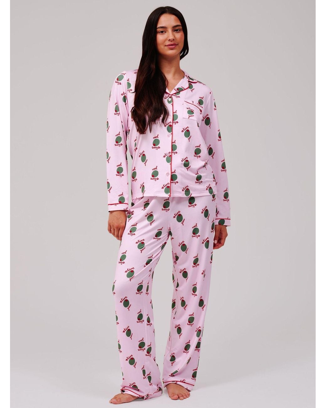 Loungeable Brown You Super Soft Long Sleeve Button Through Pyjamas Set