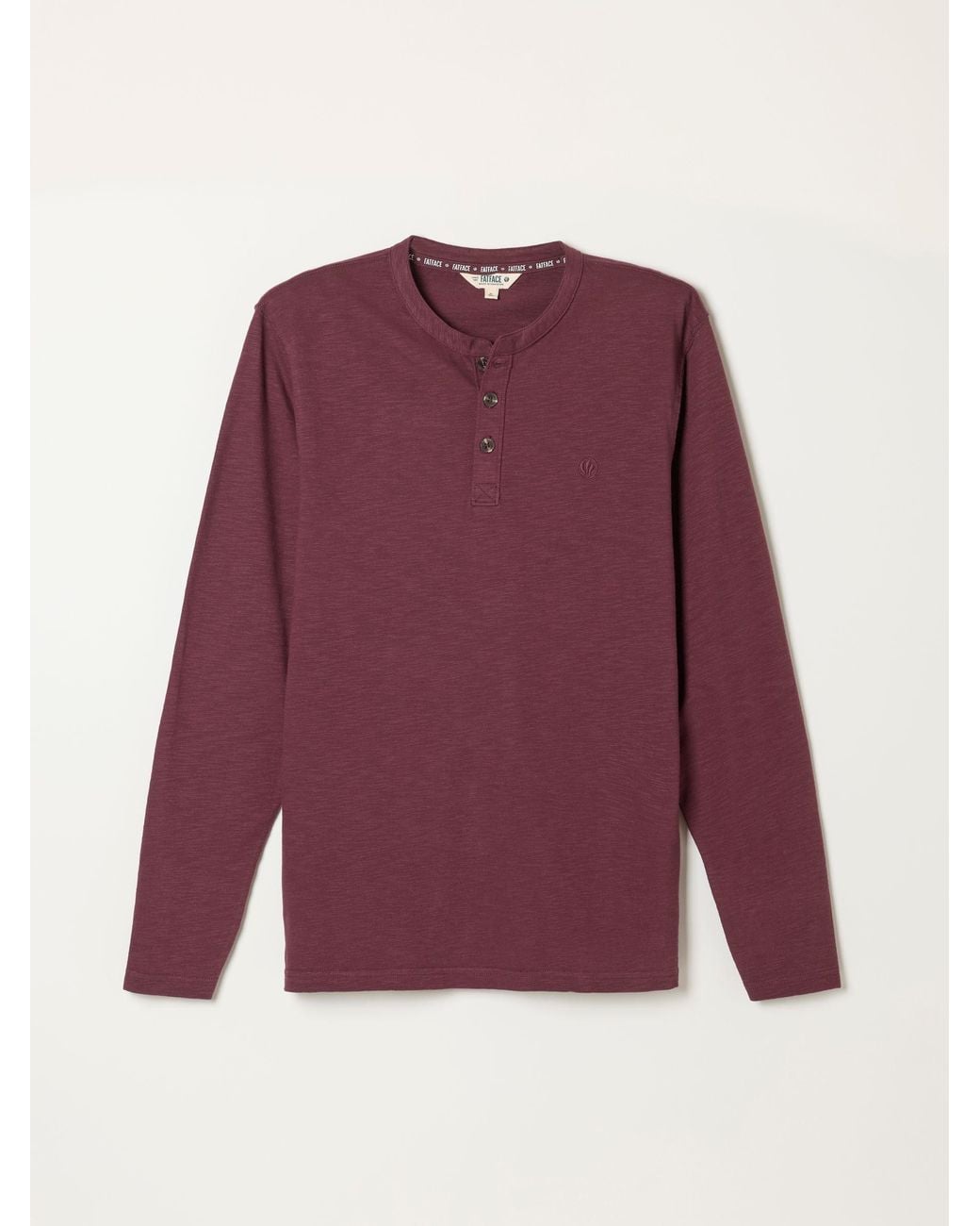 FatFace Red Woodside Long Sleeve Henley Top for men